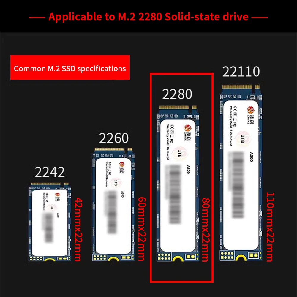 TISHRIC M.2 2280 NVMe SSD Aluminum Heatsink & Thermal Pad SSD Heatsink Cooler PRIMED