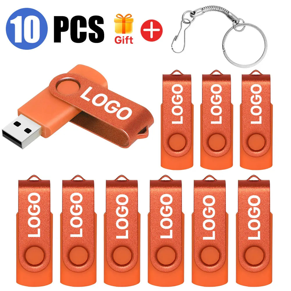 10-Pack Colored USB Flash Drives 1GB–64GB | Free Custom Logo USB Flash Drive PRIMED 256MX10PCS Orange-10pcs