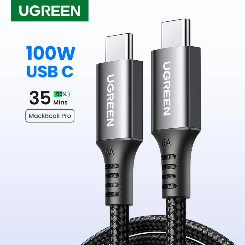 UGREEN 100W USB-C Cable 5A Fast Charging PD3.0 QC4.0 USB-C Charging Cable PRIMED