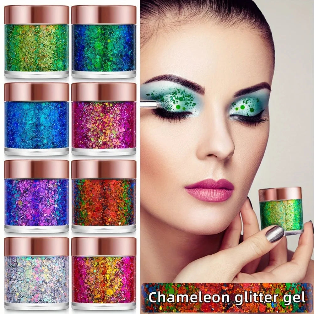 Chameleon Glitter Gel – Eye, Face & Body Shimmer Sequins Glitter Gel Makeup PRIMED