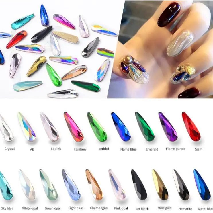 50pc AB Crystal Flatback Glass Rhinestones for 3D Nail Art Nail Art Rhinestones PRIMED