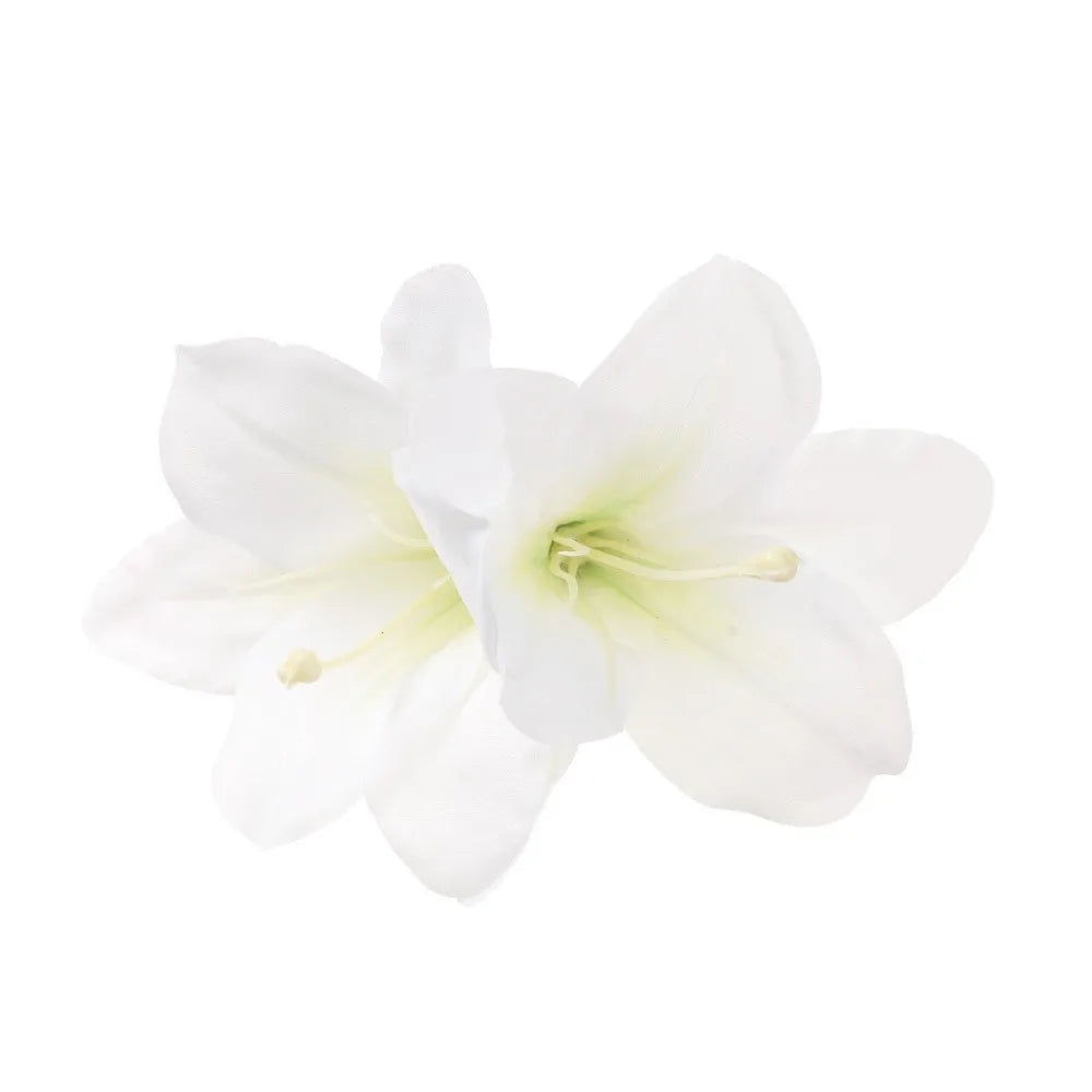 Lily Flower Duckbill Hair Clip | Bohemian Double Flower Floral Hair Clip PRIMED White