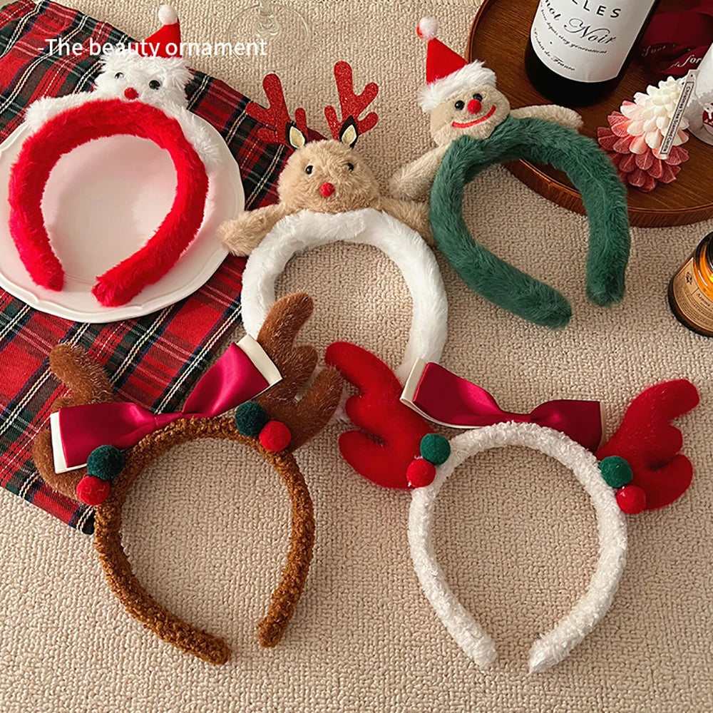 Kids Christmas Headband – Elk, Snowflake & Bow Cosplay Hairband Kids Holiday Headband PRIMED