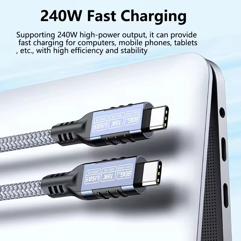 Hannord 80Gbps USB-C Cable 240W 16K Thunderbolt 5/4 USB-C Cable PRIMED