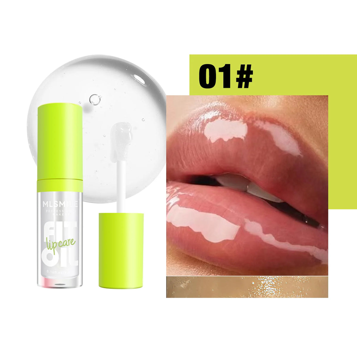MLSMILE Hydrating Lip Oil Gloss – Pearlescent Mirror Plump Lips Lip Oil Gloss PRIMED 01