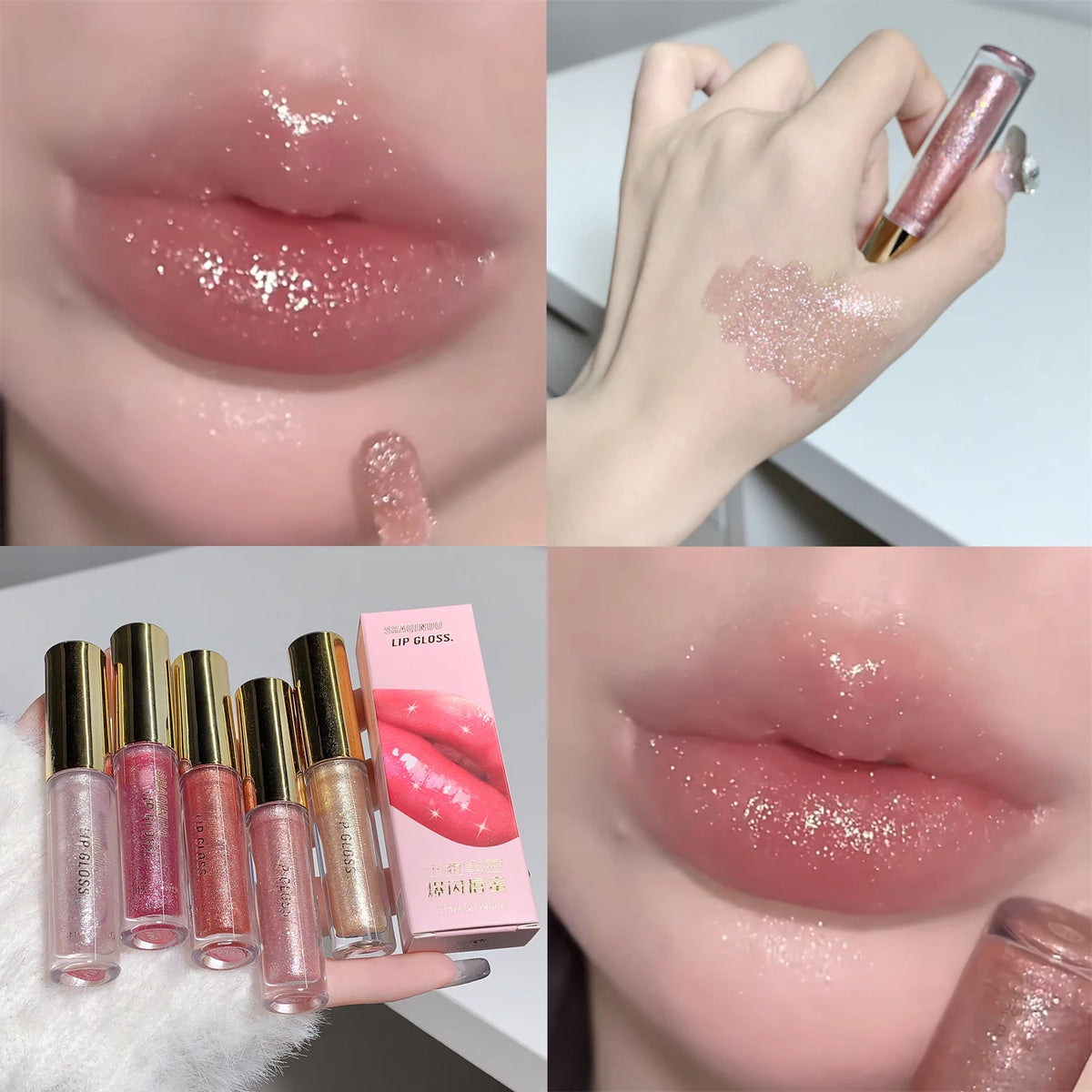 Pearl Diamond Glitter Lip Gloss – Moisturizing Plumping Tint Glitter Lip Gloss PRIMED 03