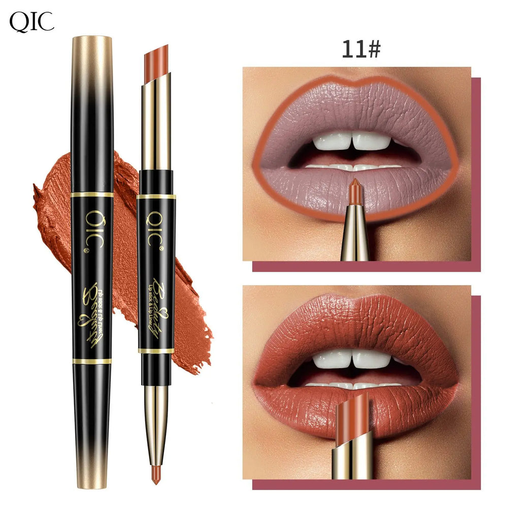 QIC 2-in-1 Waterproof Matte Lip Liner & Lipstick Pencil Lip Liner Lipstick PRIMED