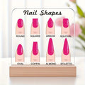 Acrylic Nail Shape Display Board – 6 Shapes Transparent Stand Nail Display Stand PRIMED Hot Pink Nails