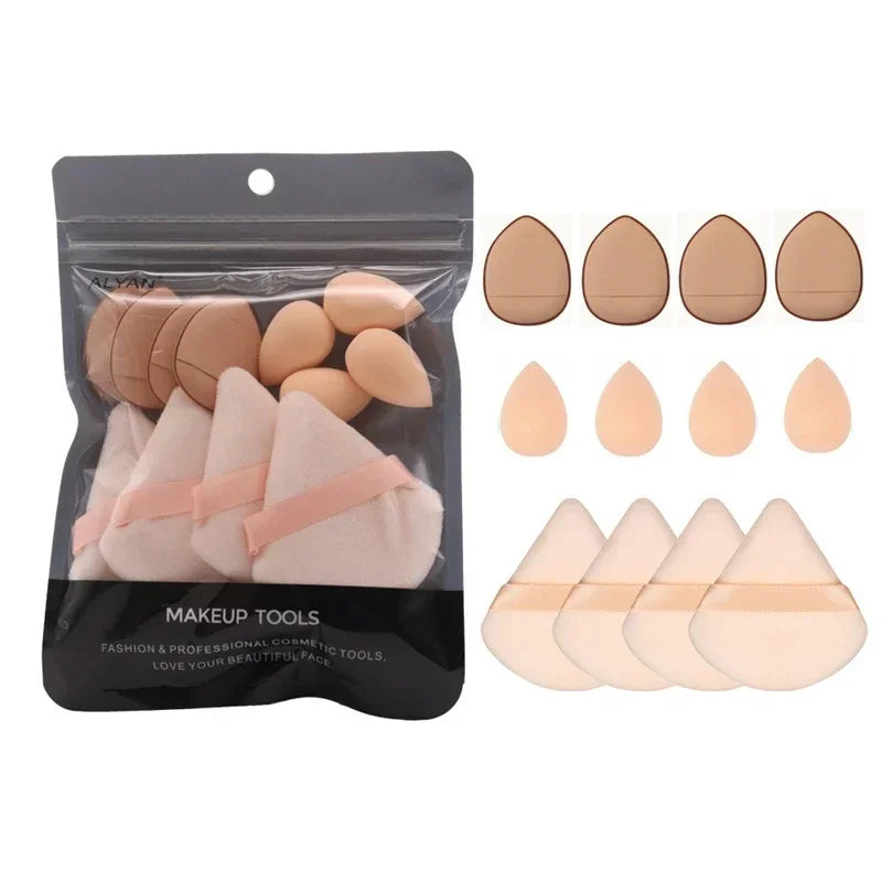 12Pcs Triangle Velvet Finger Makeup Puff Set | Multicolor Makeup Puff Set PRIMED Skincolor