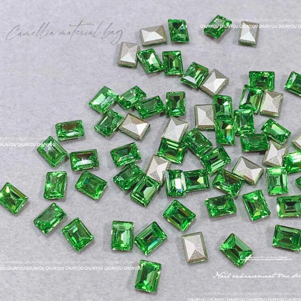 50Pcs 3D Pointed Square Nail Charms 6x8mm Rhinestone Gems Nail Art Charms PRIMED JZ86-7(50pcs)