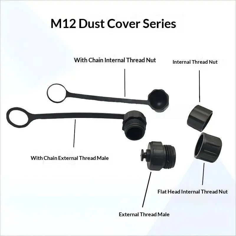 M12 Dust Cover Caps with Lanyard | Internal & External Thread Connector Dust Caps PRIMED