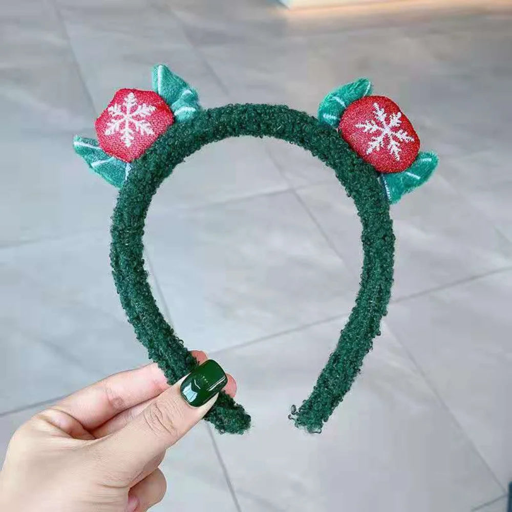 Kids Christmas Headband – Elk, Snowflake & Bow Holiday Hair Holiday Hair Accessory PRIMED J