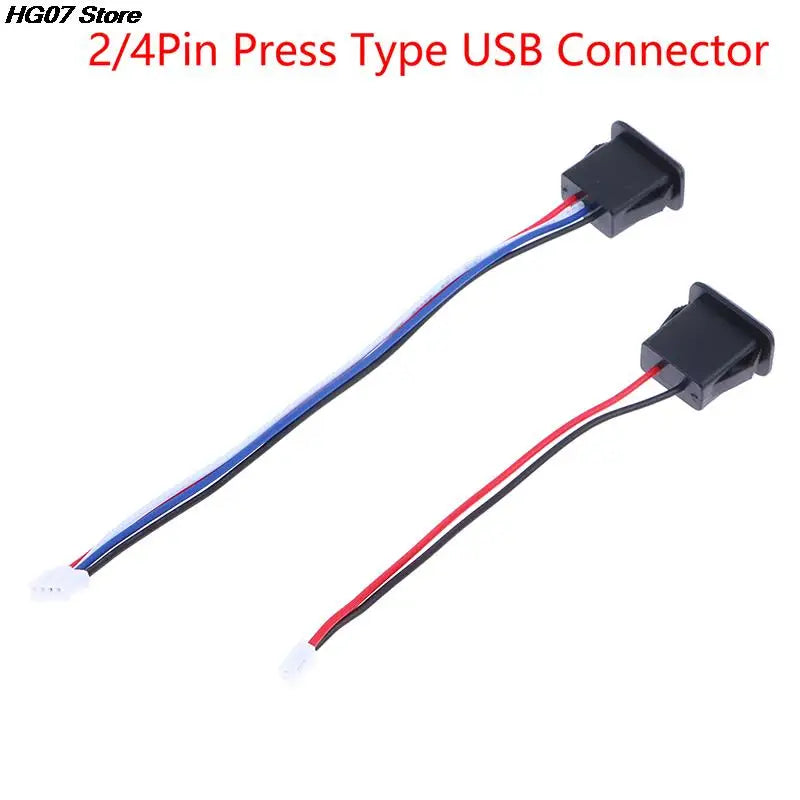 USB 2.0 Female Charging Port Connector with Cable – 2 & 4 Pin