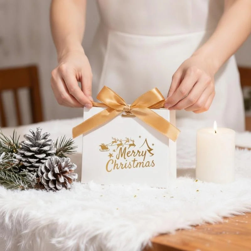 10-Pack Christmas Tree Gift Boxes with Handles | Holiday Favors