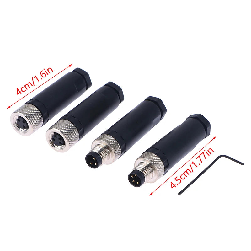 M8 Waterproof Sensor Connector 3/4 Pin Male Female Plug Industrial Connector PRIMED