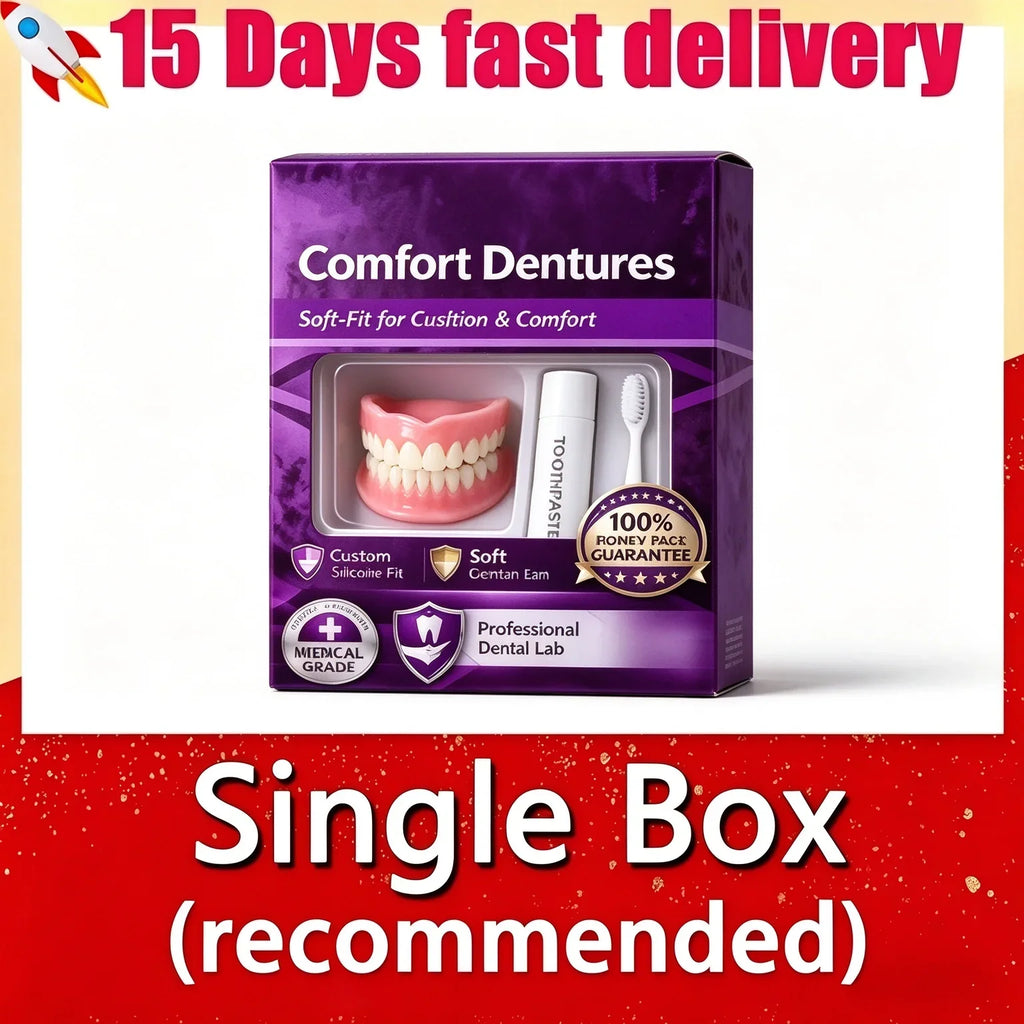 Snap-On Silicone False Teeth | Full Denture Set for Men & Women