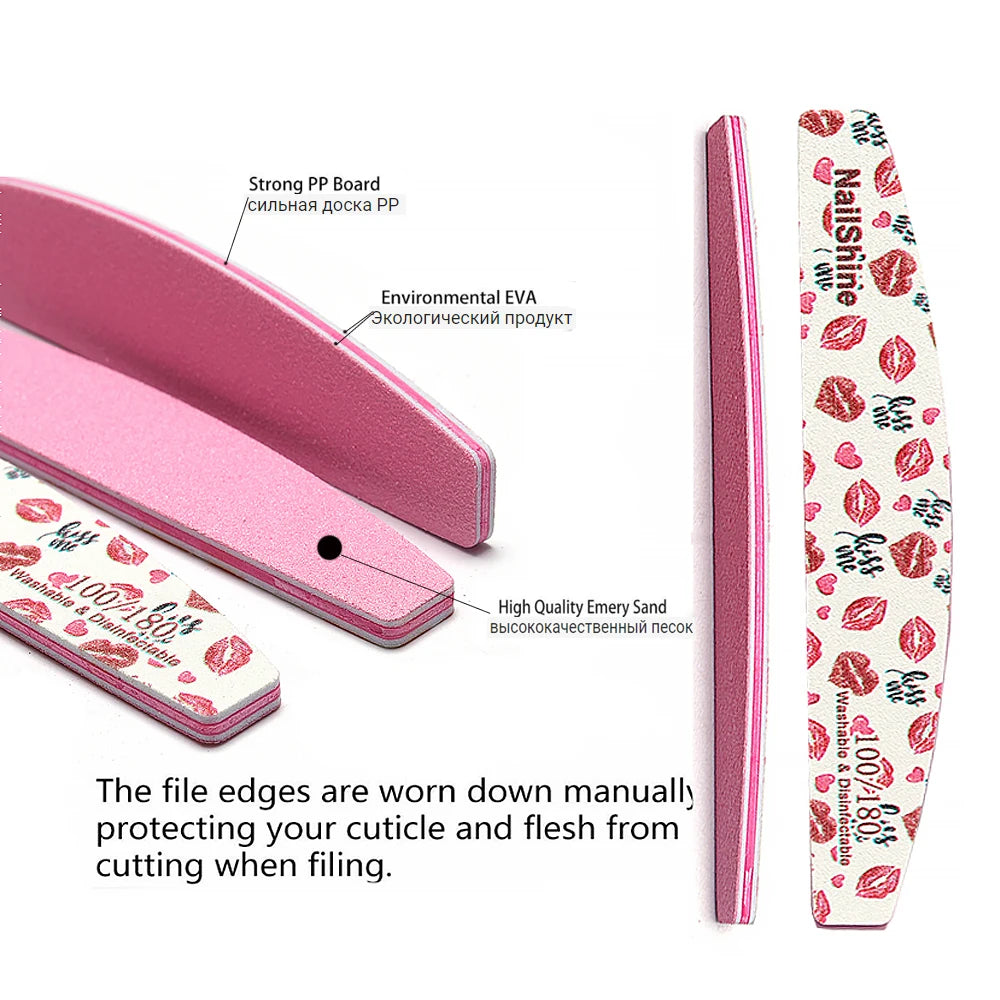 Professional Nail Files 100/180 Grit Buffer Block – 3/5/10 Pack Nail File Buffer PRIMED