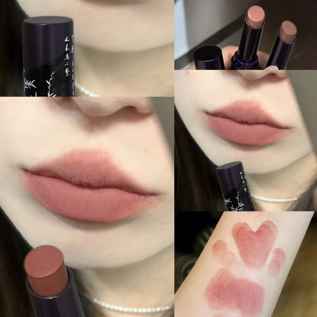 HERORANGE Matte Velvet Lip Gloss – Dark Red Waterproof Lipstick Matte Lip Gloss PRIMED 01 3.5g