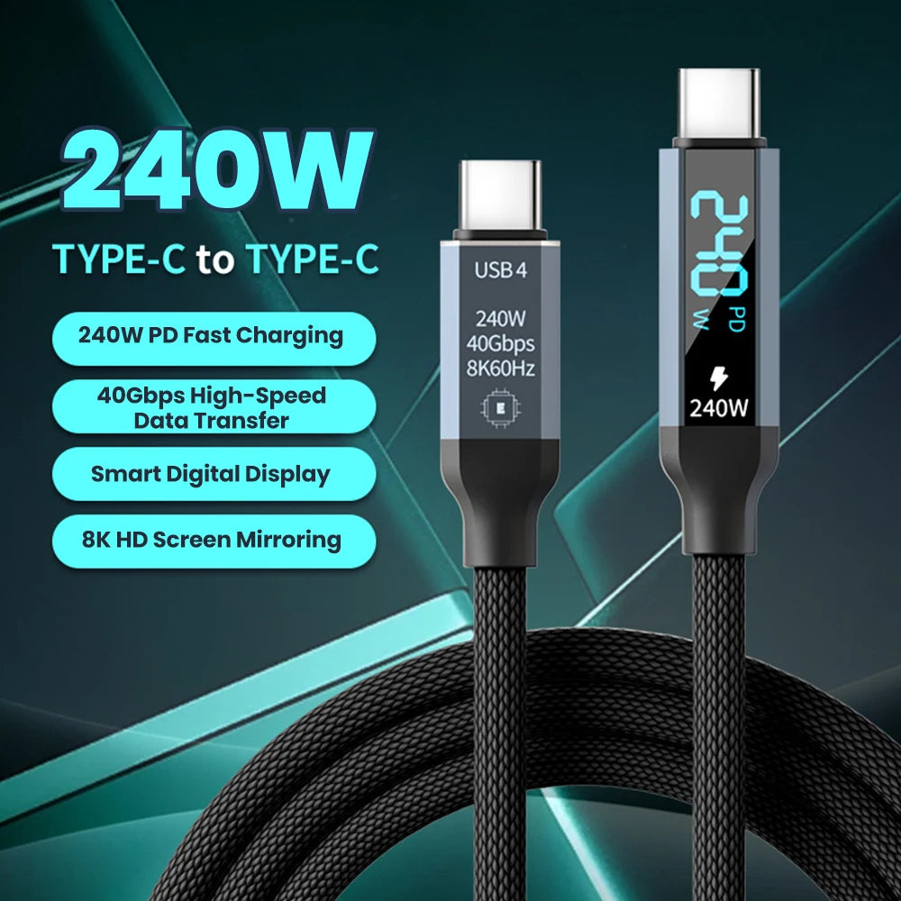 USB4 Type-C Cable 240W Fast Charging 40Gbps 8K 60Hz USB4 Charging Cable PRIMED