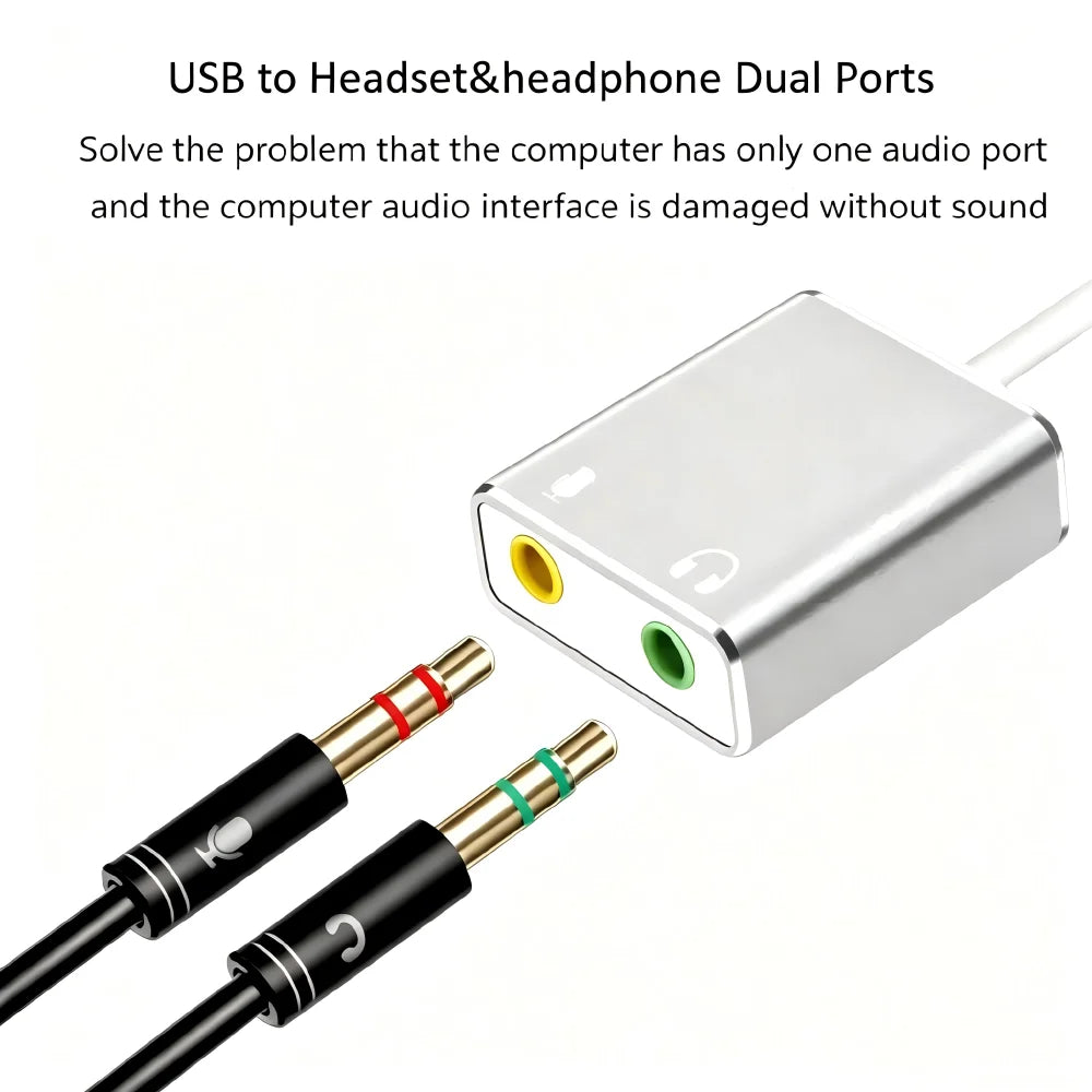 USB-C to 3.5mm External Sound Card Adapter for Laptop & Mac
