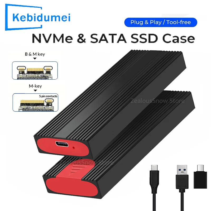 M.2 NVMe SATA SSD Enclosure USB 3.1 Type-C Adapter 10Gbps SSD Enclosure PRIMED