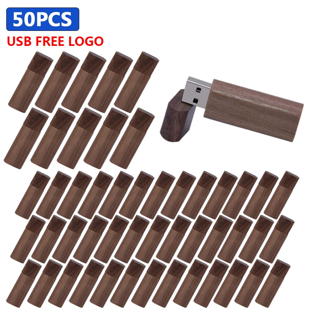 Wooden USB Flash Drive Custom Logo Bulk 4GB–64GB | 10/30/50 Pack