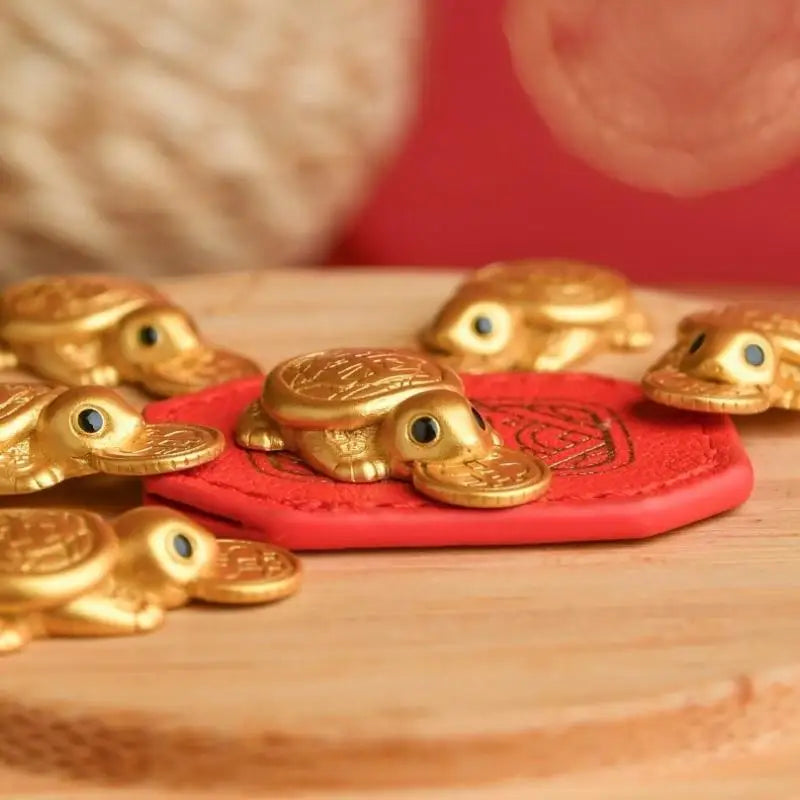 Feng Shui Lucky Golden Turtle Wallet Charm & Ornament Set