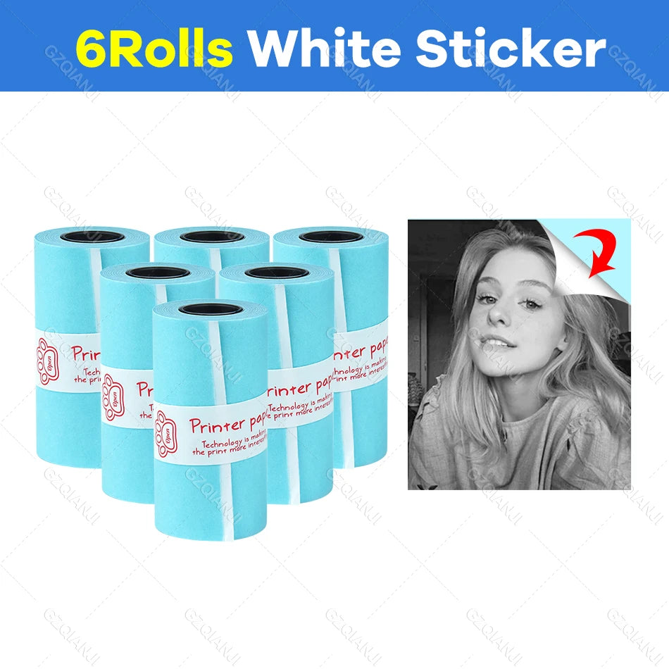 58mm Bluetooth Mini Thermal Label Printer for iOS & Android Thermal Label Printer PRIMED 6 Rolls StickerPaper