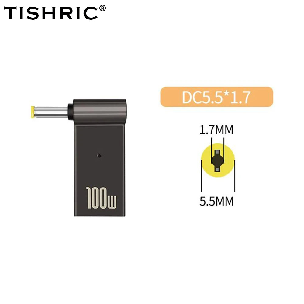 TISHRIC 100W USB-C to DC Laptop Charger Adapter | 5A Type-C