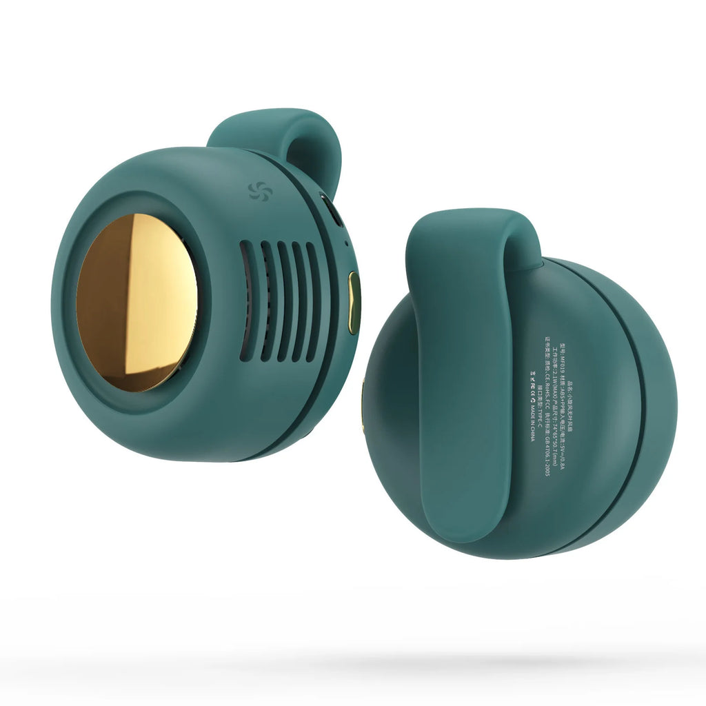 Portable Silent Bladeless Clip Fan – USB Rechargeable 3-Speed Portable Clip Fan PRIMED Dark Green