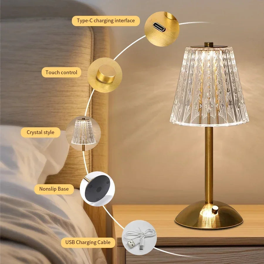 USB Rechargeable Touch LED Table Lamp | Dimmable Night Light LED Table Lamp PRIMED