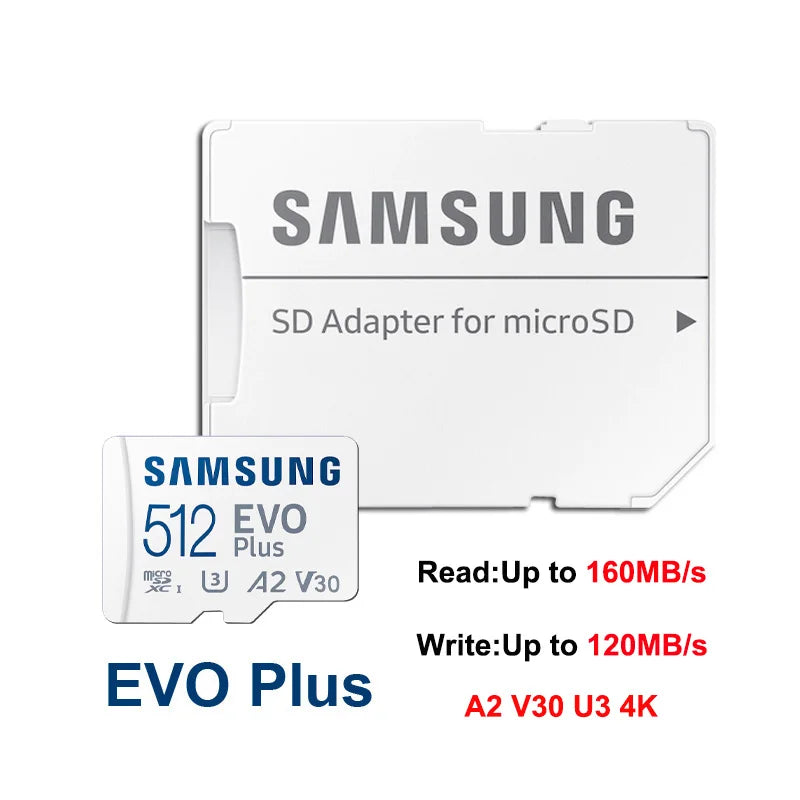 Samsung EVO Plus Micro SD Card 64GB–512GB U3 A2 V30 4K Micro SD Card PRIMED EVO Plus 512GB