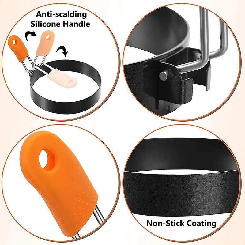 Stainless Steel Egg Ring & Pancake Mold with Silicone Handle Egg Ring Mold PRIMED