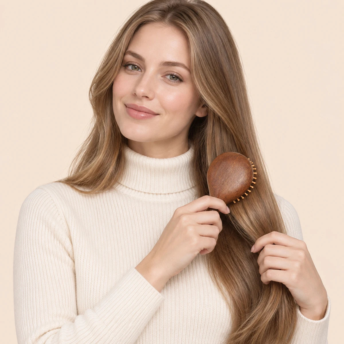 Wood Mini Air Cushion Hairbrush – Detangling & Scalp Massage