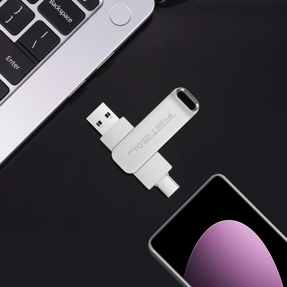 JASTER USB-C Metal Flash Drive 2-in-1 | 4GB–128GB Memory Stick USB Flash Drive PRIMED