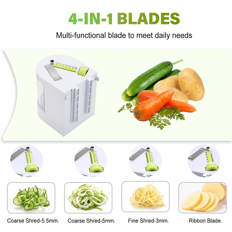 LMETJMA 4-in-1 Vegetable Spiralizer | Rotating Blade Slicer Vegetable Spiralizer PRIMED