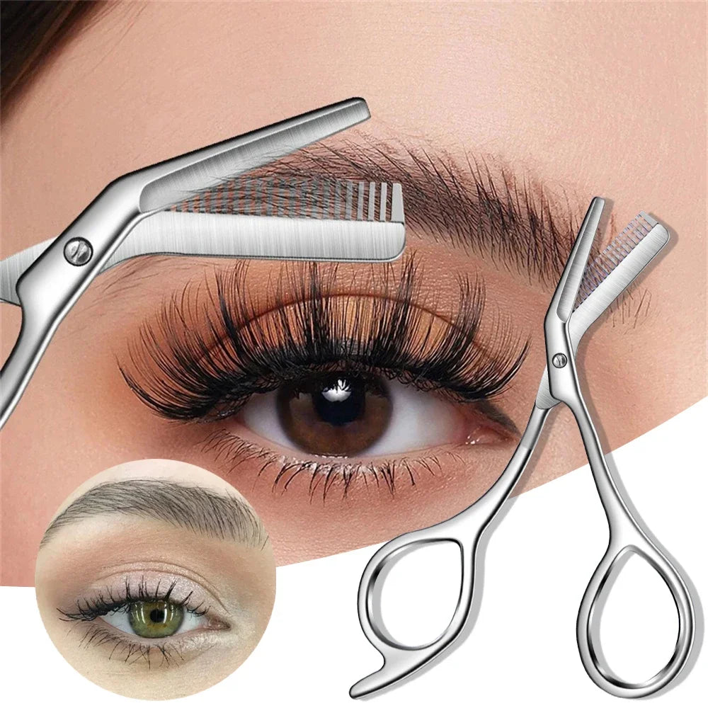 Eyebrow Scissors with Safety Comb – Stainless Steel Trimmer Eyebrow Trimmer Scissors PRIMED