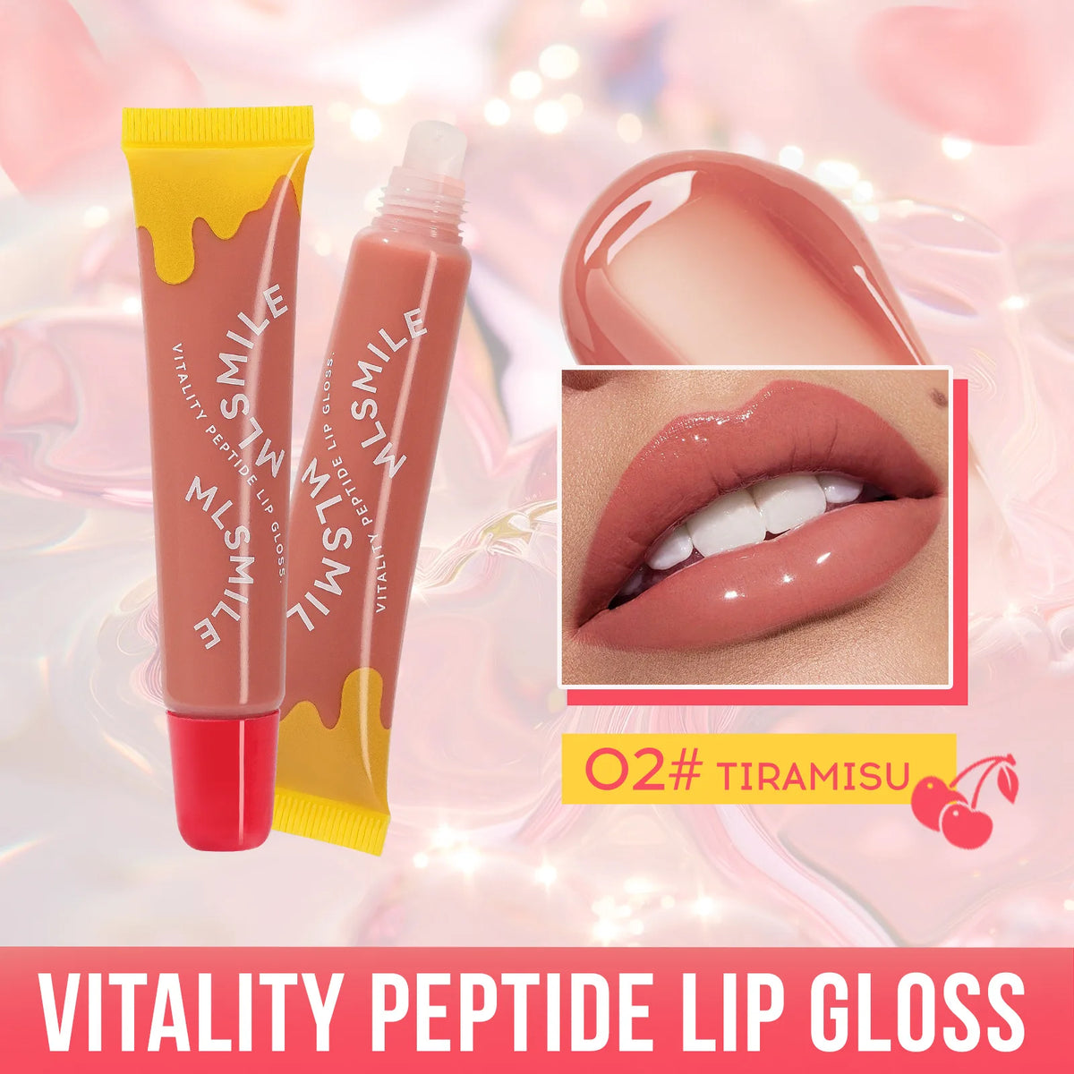 MLSMILE Peptide Plumping Lip Gloss – Clear Hydrating Glaze Plumping Lip Gloss PRIMED 02