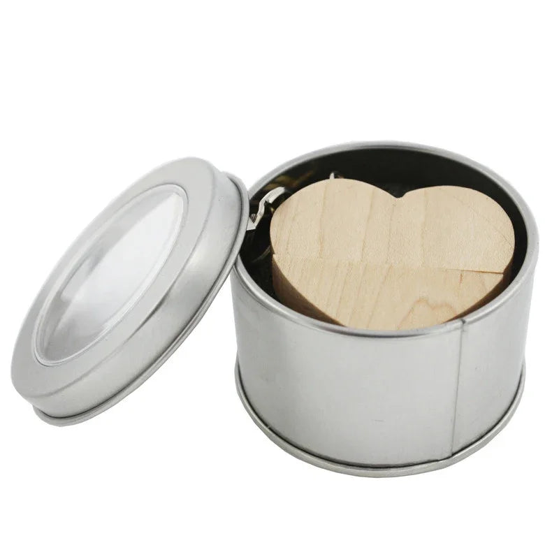 Heart Wooden USB Flash Drive 32GB/64GB – Custom Laser Engraved Custom USB Flash Drive PRIMED 4GB With Box-C