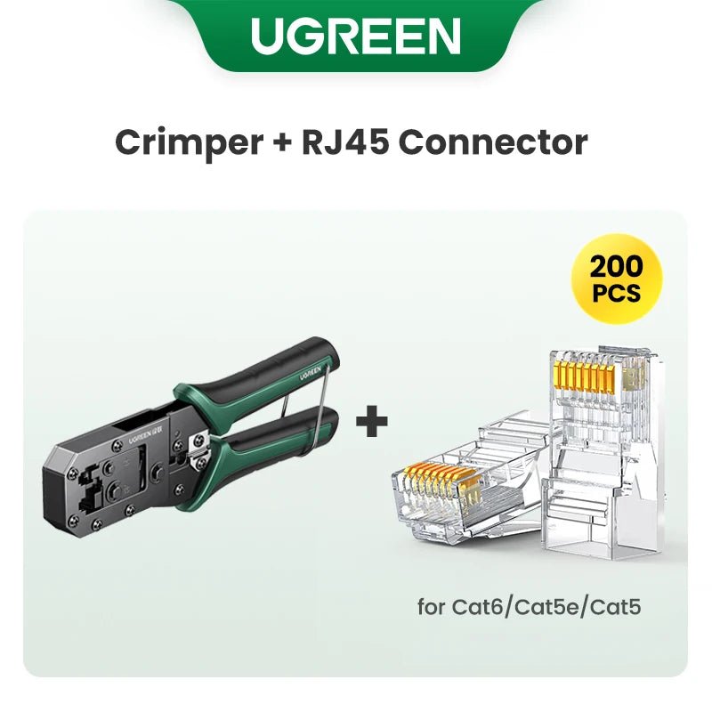 UGREEN RJ45 Crimper Tool – CAT6/7/8 Ethernet Cable Crimper Network Cable Crimper PRIMED Add 200Pcs Connector China Mainland