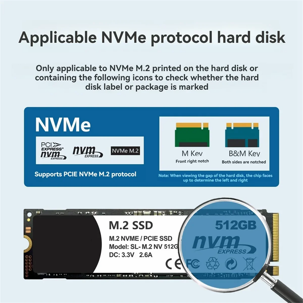 M.2 NVMe SATA SSD Enclosure 10Gbps USB 3.2 Gen2 with Display SSD Enclosure PRIMED