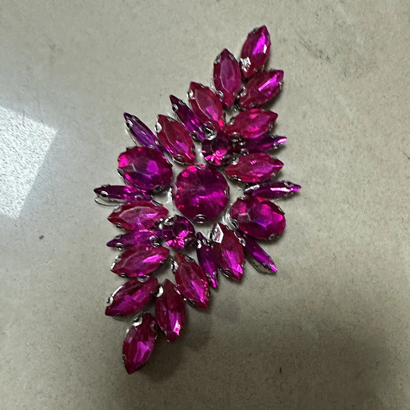 Iron-On Rhinestone Floral Applique – Crystal Patch for Bridal DIY