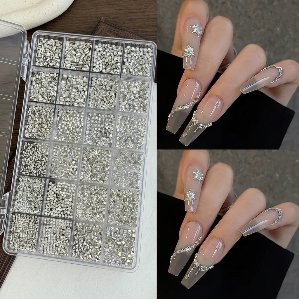100Pcs Square Rhinestone Nail Crystals – Flat Back DIY Gems Nail Art Rhinestones PRIMED