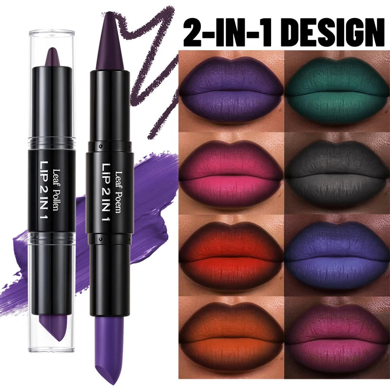 2-in-1 Matte Lipliner & Lip Gloss Pencil – 8 Colors, Waterproof Lipliner & Lip Gloss PRIMED