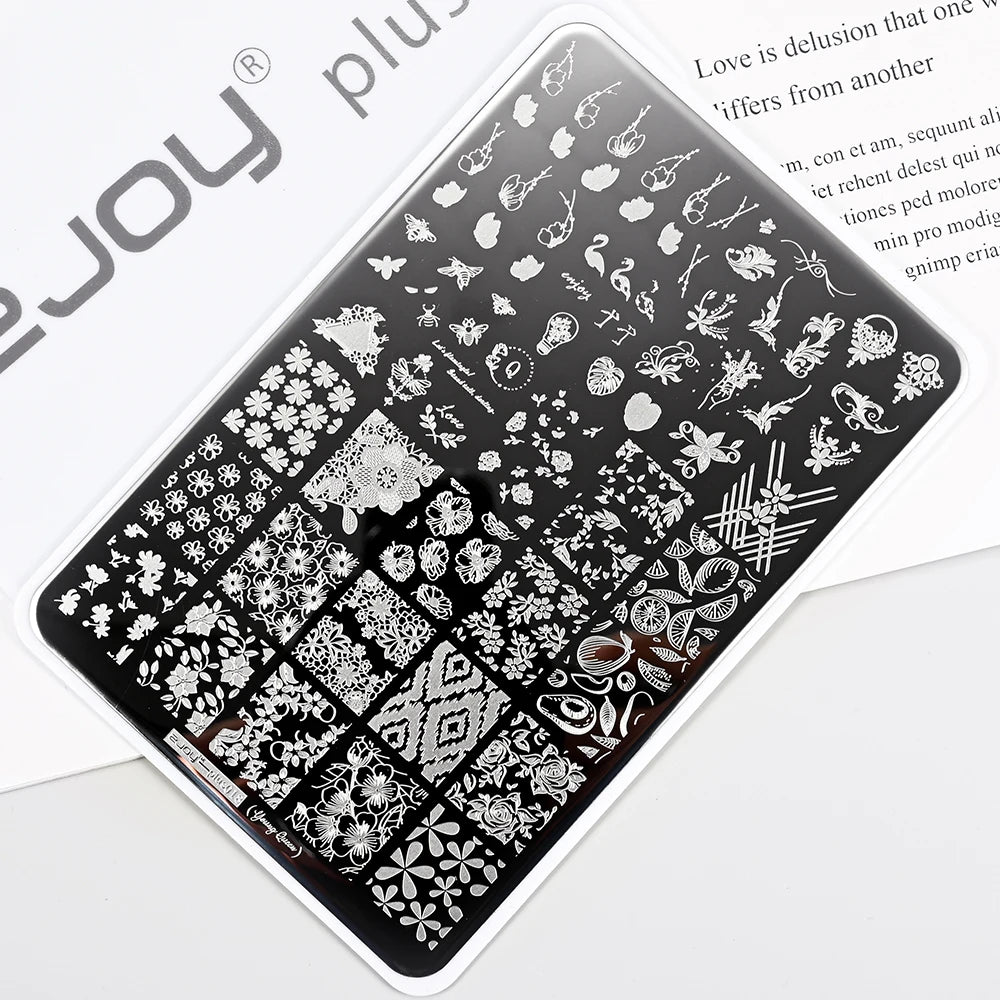 MAFANAILS Large Nail Stamping Plate 14.5x9.5cm – Letter Design Nail Stamping Plate PRIMED TL-Plus018