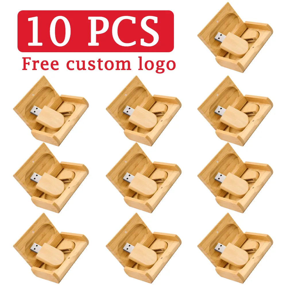 10-Pack Wooden USB Flash Drives 32GB 64GB 128GB Custom Logo USB Flash Drive PRIMED 32 GB carbon-box
