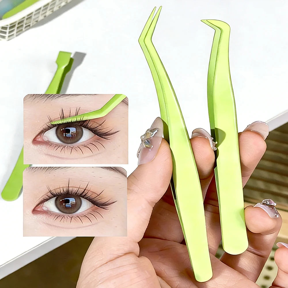 Stainless Steel Eyelash Tweezers – False Lash Extension Clips