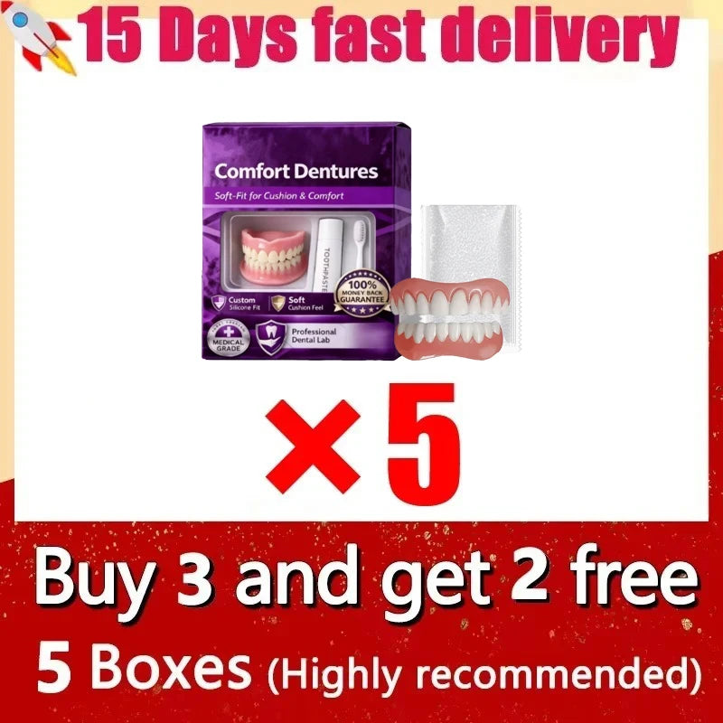 Silicone Dentures Full Set – Upper & Lower Fake Teeth Combo
