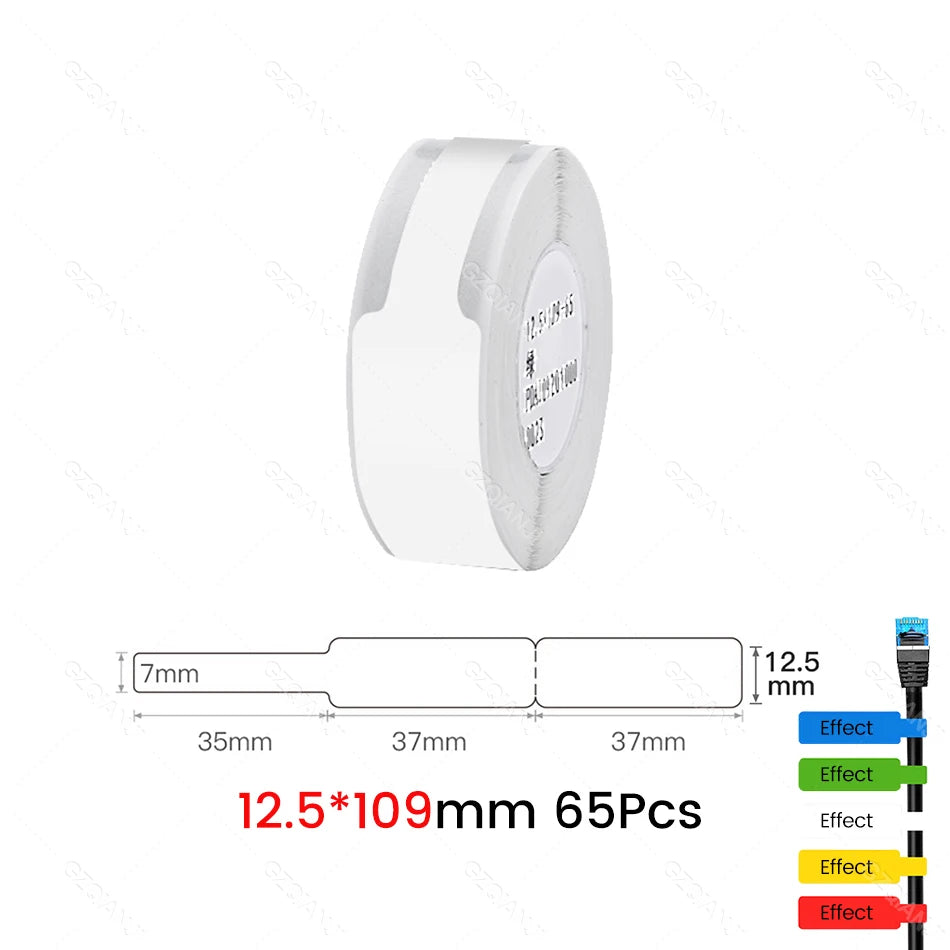 NIIMBOT Thermal Label Rolls – Waterproof D11 D110 D101 Stickers Thermal Label Rolls PRIMED 1Roll White Cable
