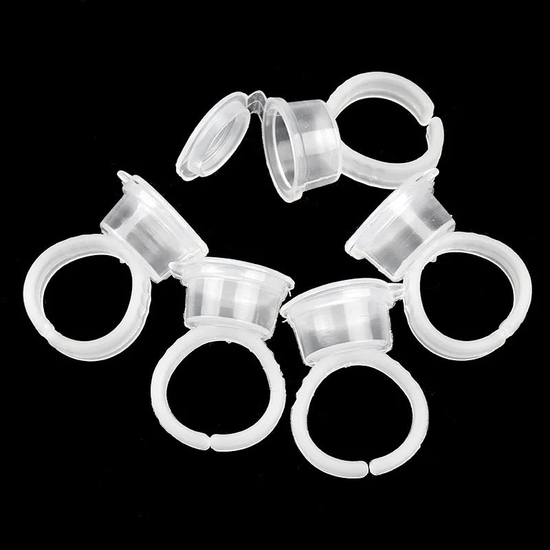 50pcs Disposable Eyelash Glue Rings | Lash Extension Fan Cups Lash Extension Supplies PRIMED